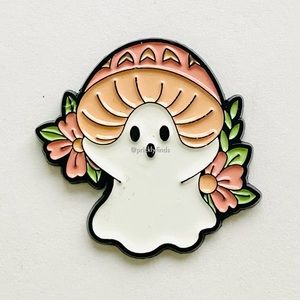 8/$40 Floral Mushroom Ghost Enamel Pin